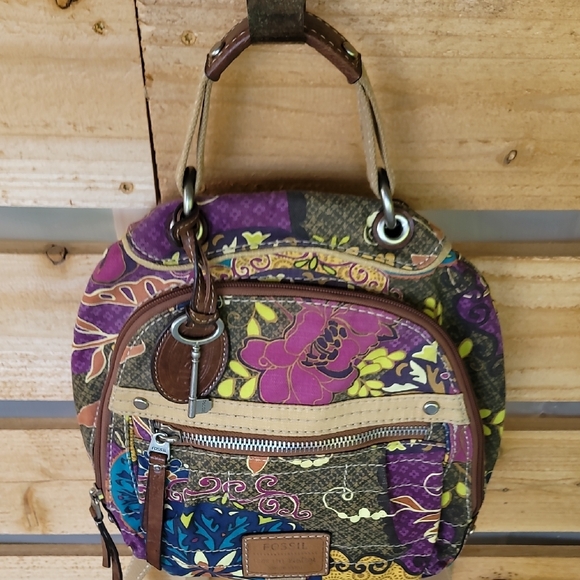 Fossil Bag/Backpack Bag. Vibrant Colorful Bag Leather & Canvas - Picture 8 of 15